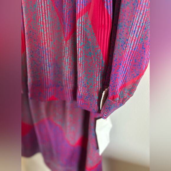 Wilroy Traveller New York Skirt + Blouse Set | Vintage | Cranberry Blue Teal - Picture 4 of 14